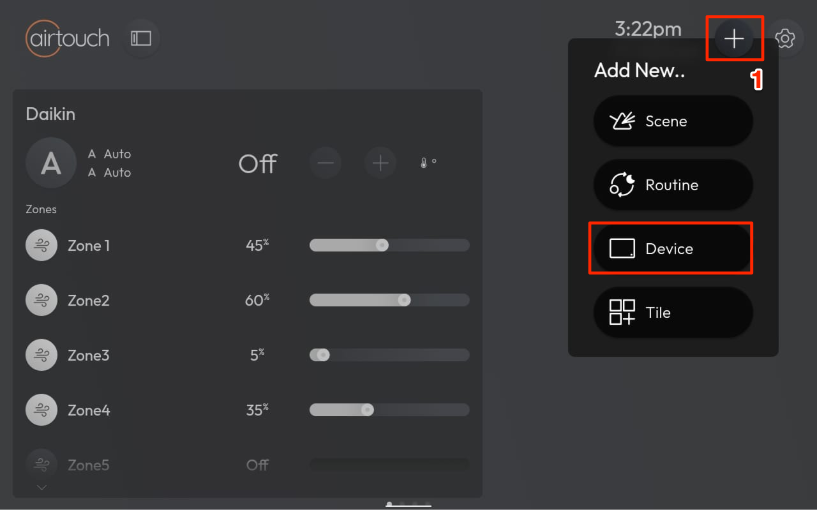 How do I add an AirTouch Beam Device to AirTouch Home?