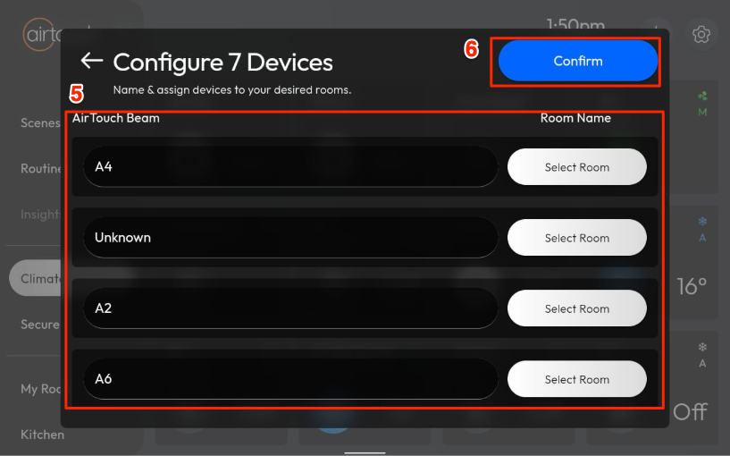 How do I add an AirTouch Beam Device to AirTouch Home?
